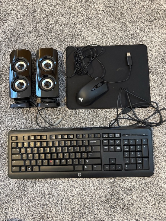 HP Other - HP Black Wired Keyboard w/ Black Gaming Mouse, Large Mousepad & Speakers